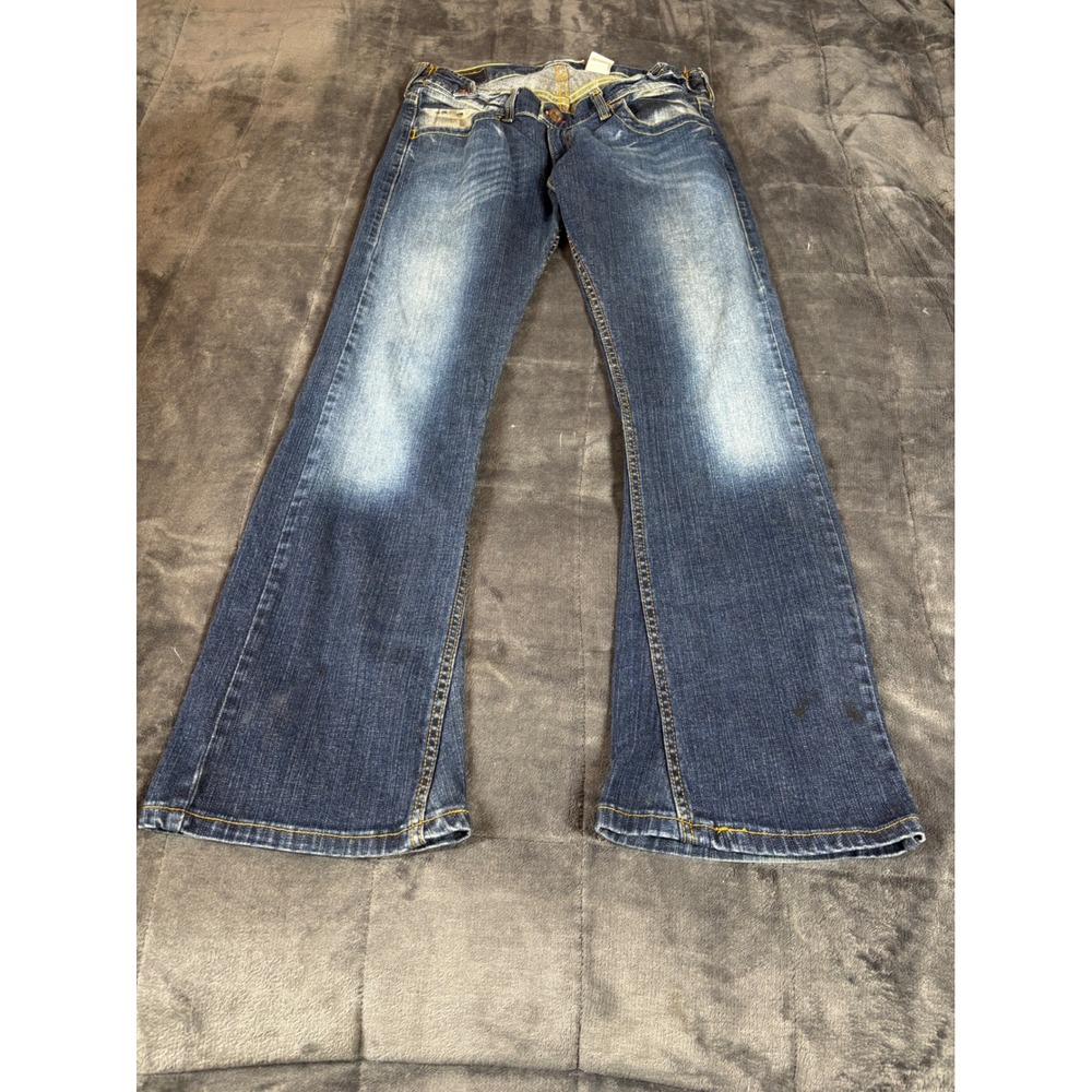 Levis 504 Slouch Flare Jeans Womens‎ 11M Blue Low Rise Medium Wash Whiskered
